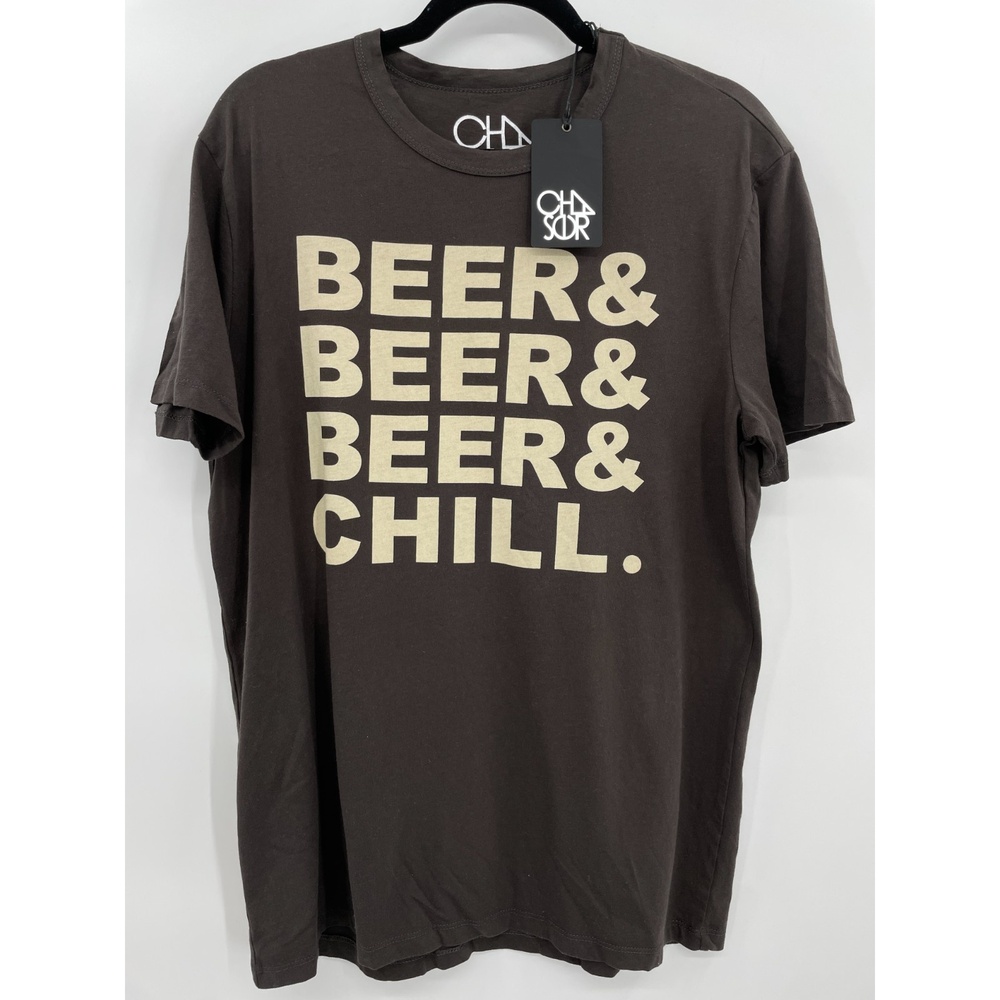 NWT CHASER Beer & Chill Graphic Crew Neck T Shirt Size L